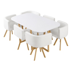 MODEL – SEATRA SET 6X BIJELA STOLICA PU + BIJELI STOL