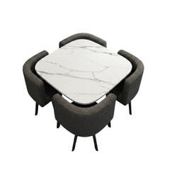 MODEL – SKAYA SET 4X CRNA STOLICA PLATNO + BIJELI STOL