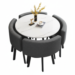 MODEL – VLADI SET 4X TAMNO SIVA STOLICA PLATNO + BIJELI STOL