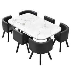MODEL – HOMARA SET 6X CRNA STOLICA PU + BIJELI STOL