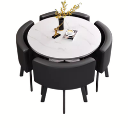 VLADI SET 4X CRNA STOLICA PU + BIJELI STOL