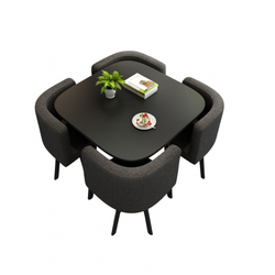 MODEL – SKAYA SET 4X CRNA STOLICA PLATNO + CRNI STOL