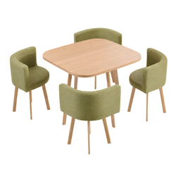 MODEL – FURNIQ SET 4X ZELENA STOLICA PLATNO + SMEĐI STOL