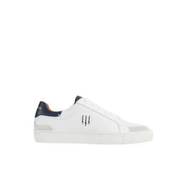 White Leather Navy/Grey Suede