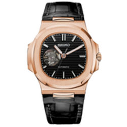 Nautiko - Rose Gold Black Leather