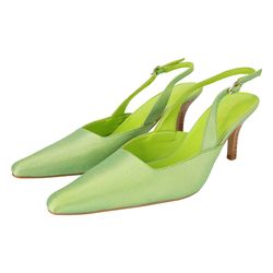 Lime Gloria Slingback Kitten Heel Shoes Beatrice von Tresckow Designs