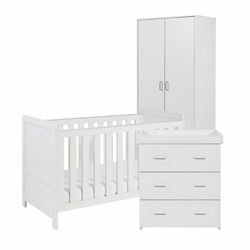 3 Piece Set - Cot Bed, Dresser & Wardrobe