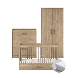Bundle – 4 Piece Set - Cot Bed, Dresser, Wardrobe & Mattress