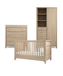 3 Piece Set - Cot Bed, Dresser & Wardrobe