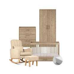 Bundle – 5 Piece Set - Cot Bed, Dresser, Wardrobe Nursing Chair & Mattress