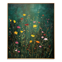 Textured Floral Wall Art, Hand-Painted Wildflower Canvas for Modern Home Decor