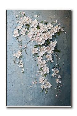 Blossoming Cascade-Large Original 3D Textured Floral Painting for Modern Decor