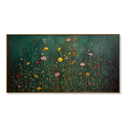 Symphony Panoramic Floral Wall Art Hand Painted Wildflower Canvas