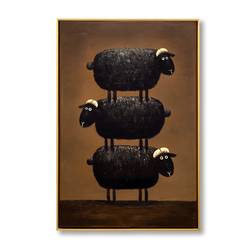 Black Sheep Wall Art – Stacked Minimalist Animal Canvas for Modern Home Decor