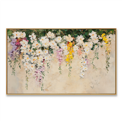 Ivory Blossom Cascade – Textured Floral Oil Painting