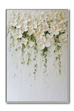 Floral Cascade-3D Textured Floral Oil Painting for Modern & Minimalist Interiors