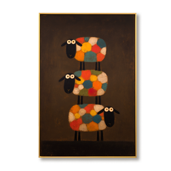 Similar Paintings – Stacked Sheep Wall Art – Minimalist Animal Canvas Painting for Modern Home Decor