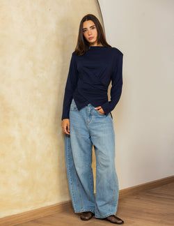 Wrap Waist Top – Navy