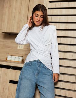 Wrap Waist Top – White