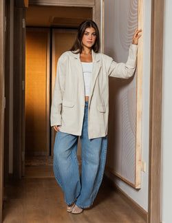 Oversized Linen Blazer – Beige