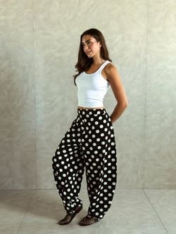 Polka Dot Balloon Pants – Black