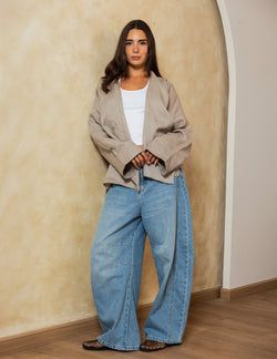 Pure Linen Fringe Jacket – Light Grey