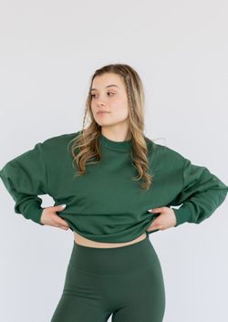 Maya Oversized Crewneck – Evergreen