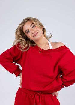 Off shoulder sweat – Red Cherry
