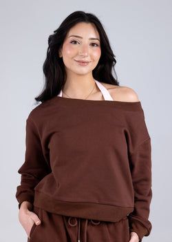 Off shoulder sweat – Dark Chocolate
