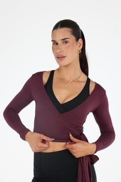 Alowa Wrap Top – Burgundy