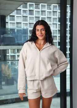 Boyfriend Oversized Zip Hoodie – Vanilla Cream