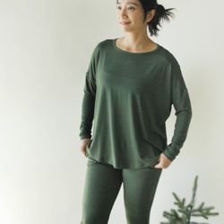 Ribbed Bamboo Women's PJ Jogger Set - Olive Green