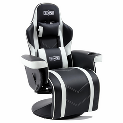 Height-Adjustable Swivel Recliner – Black/White