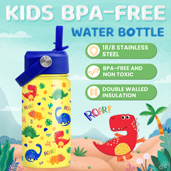 Kids Water Bottle 12oz – Yellow Dinosaur 1