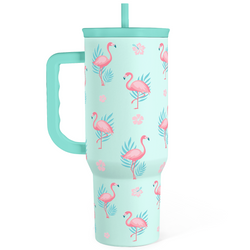 Slider Tumbler 40oz – Mint Flamingo
