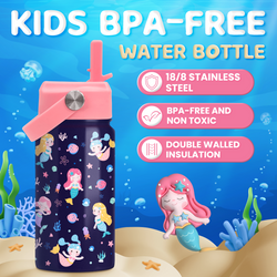 Kids Water Bottle 12oz – Navy Mermaid