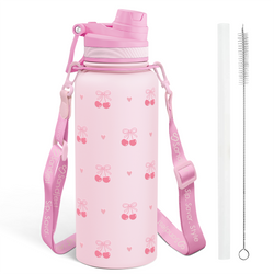 Water Bottle w/ Strap 32oz – Pink Cherry