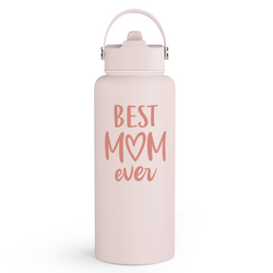 Straw Lid Water Bottle 32oz – Pink Best Mom Ever