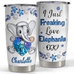 Personalized Tumbler – Elephant Custom Name