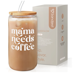 Glass Bamboo Lid 16oz – Mom