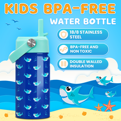 Kids Water Bottle 12oz – Blue Shark