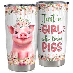 Curved Tumbler 20oz – White Pig 2
