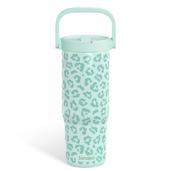 Carry Handle 30oz Tumbler – Mint Leopard Skin
