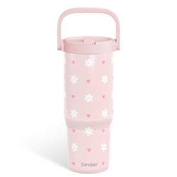 Carry Handle 30oz Tumbler – Pink Daisy