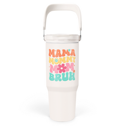 Flip Straw Tumbler 30oz – White Funny Mom