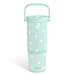 Carry Handle 30oz Tumbler – Mint Daisy