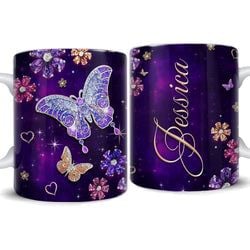 Personalized Mug – Butterfly Jewelry Style For Women