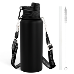 Water Bottle w/ Strap 32oz – Black