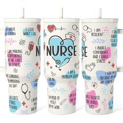 Slider Tumbler 40oz – White Nurse