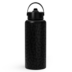 Straw Lid Water Bottle 32oz – Black Leopard